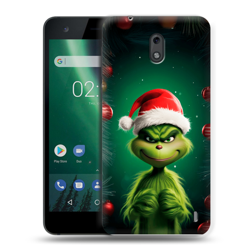 Силиконовый чехол на Nokia 2 с принтом Гринч Новый год Рождество Силиконовый чехол на Nokia 2 с принтом Гринч Новый год Рождество