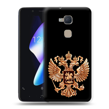 Силиконовый чехол на BQ Aquaris V с принтом Герб России золотой Силиконовый чехол на BQ Aquaris V с принтом Герб России золотой