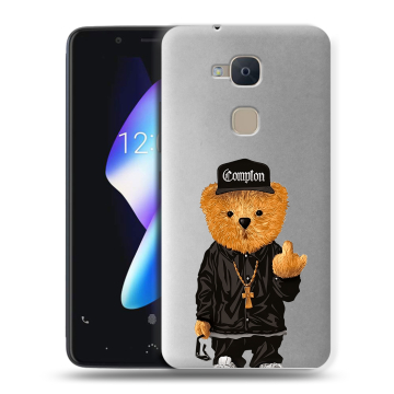 Силиконовый чехол на BQ Aquaris V с принтом Мишка