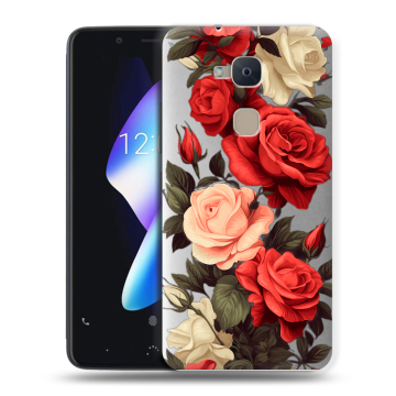 Силиконовый чехол на BQ Aquaris V с принтом Розы