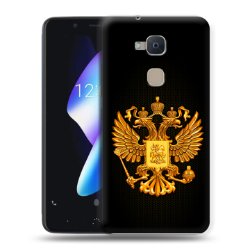 Силиконовый чехол на BQ Aquaris V с принтом Герб России желтый