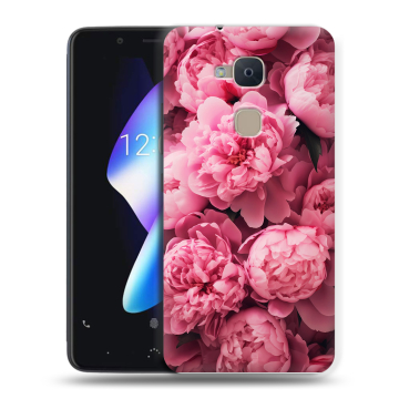 Силиконовый чехол на BQ Aquaris V с принтом цветы пионы