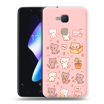 Силиконовый чехол на BQ Aquaris V с принтом Hello Kitty Хелоу Кити