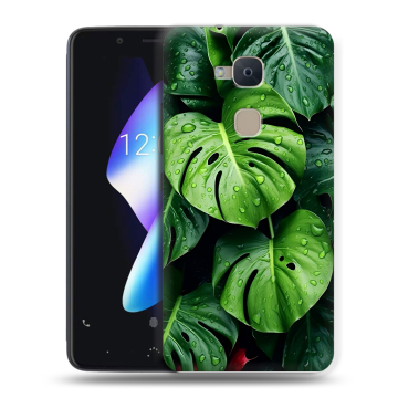 Силиконовый чехол на BQ Aquaris V с принтом Листья