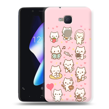 Силиконовый чехол на BQ Aquaris V с принтом Hello Kitty Хелоу Кити