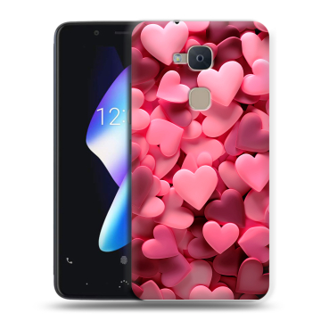 Силиконовый чехол на BQ Aquaris V с принтом розовые сердечки
