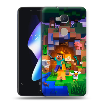 Силиконовый чехол на BQ Aquaris V с принтом Майнкрафт Minecraft Силиконовый чехол на BQ Aquaris V с принтом Майнкрафт Minecraft