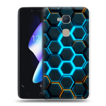 Силиконовый чехол на BQ Aquaris V с принтом Неоновые соты Силиконовый чехол на BQ Aquaris V с принтом Неоновые соты