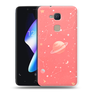 Силиконовый чехол на BQ Aquaris V с принтом Розовый космос Силиконовый чехол на BQ Aquaris V с принтом Розовый космос