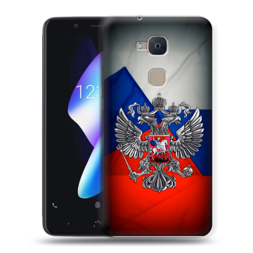 Силиконовый чехол на BQ Aquaris V с принтом Флаг России