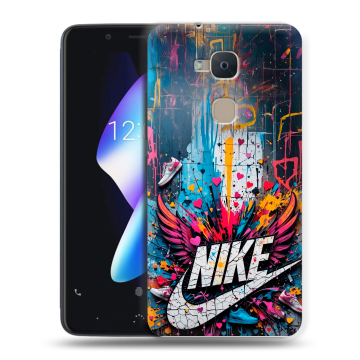 Силиконовый чехол на BQ Aquaris V с принтом Nike Найк