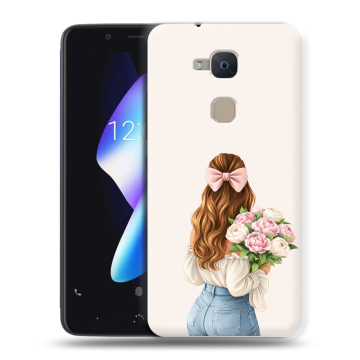 Силиконовый чехол на BQ Aquaris V с принтом женский