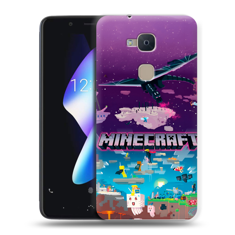 Силиконовый чехол на BQ Aquaris V с принтом Майнкрафт Minecraft Силиконовый чехол на BQ Aquaris V с принтом Майнкрафт Minecraft