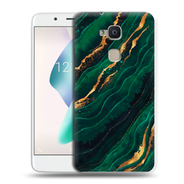 Силиконовый чехол на BQ Aquaris V Plus с принтом Мрамор зеленое золото