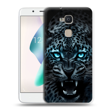 Силиконовый чехол на BQ Aquaris V Plus с принтом Темный леопард