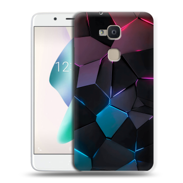 Силиконовый чехол на BQ Aquaris V Plus с принтом Геометрия неона
