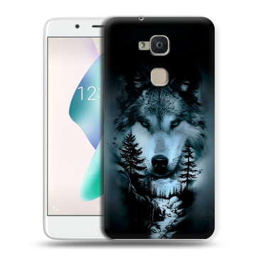Силиконовый чехол на BQ Aquaris V Plus с принтом Лесной волк