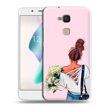 Силиконовый чехол на BQ Aquaris V Plus с принтом Девушка и букет Силиконовый чехол на BQ Aquaris V Plus с принтом Девушка и букет