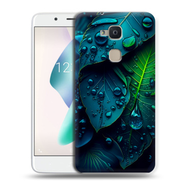 Силиконовый чехол на BQ Aquaris V Plus с принтом Листья