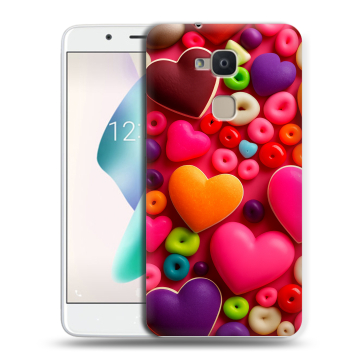 Силиконовый чехол на BQ Aquaris V Plus с принтом Сердечки