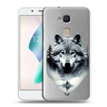 Силиконовый чехол на BQ Aquaris V Plus с принтом Волк в лесу