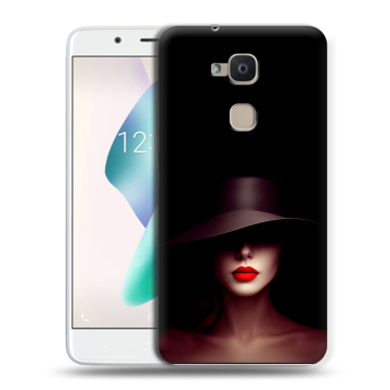 Силиконовый чехол на BQ Aquaris V Plus с принтом Девушка в шляпе