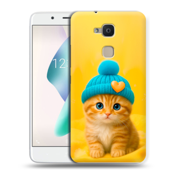 Силиконовый чехол на BQ Aquaris V Plus с принтом Котенок в шапке