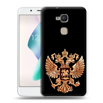 Силиконовый чехол на BQ Aquaris V Plus с принтом Герб России золотой