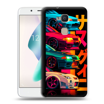 Силиконовый чехол на BQ Aquaris V Plus с принтом Гоночные машины