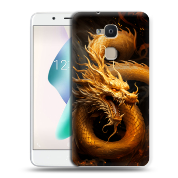 Силиконовый чехол на BQ Aquaris V Plus с принтом Золотой дракон