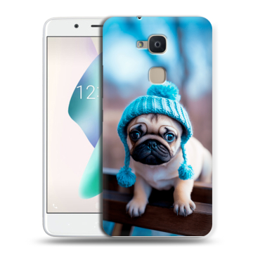 Силиконовый чехол на BQ Aquaris V Plus с принтом Мопс в шапке