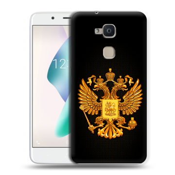 Силиконовый чехол на BQ Aquaris V Plus с принтом Герб России желтый