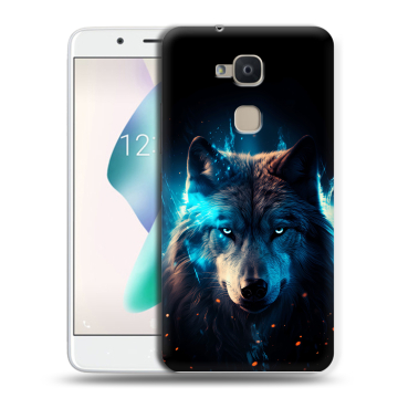Силиконовый чехол на BQ Aquaris V Plus с принтом Волк ночной