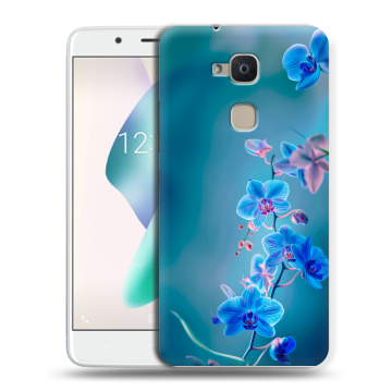 Силиконовый чехол на BQ Aquaris V Plus с принтом Голубые цветы