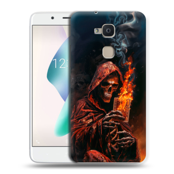 Силиконовый чехол на BQ Aquaris V Plus с принтом Скелет и карты