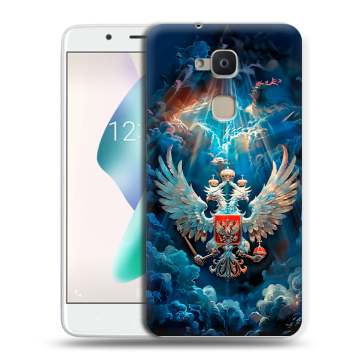 Силиконовый чехол на BQ Aquaris V Plus с принтом Герб флаг России