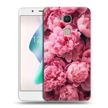 Силиконовый чехол на BQ Aquaris V Plus с принтом цветы пионы