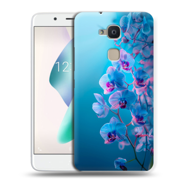 Силиконовый чехол на BQ Aquaris V Plus с принтом голубые орхидеи