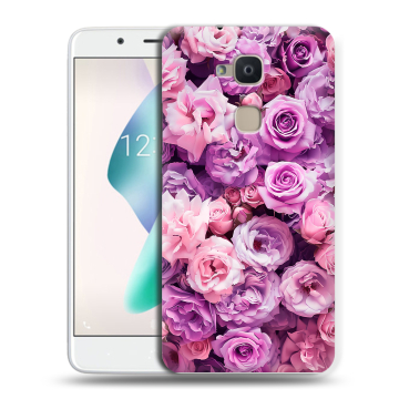 Силиконовый чехол на BQ Aquaris V Plus с принтом лавандовые розы