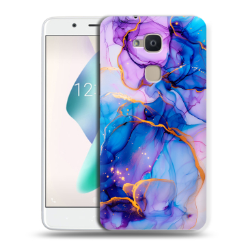 Силиконовый чехол на BQ Aquaris V Plus с принтом синий мрамор