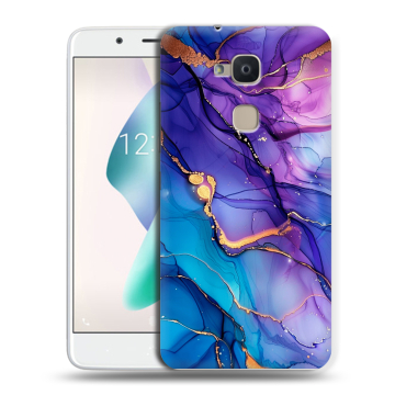 Силиконовый чехол на BQ Aquaris V Plus с принтом синий мрамор