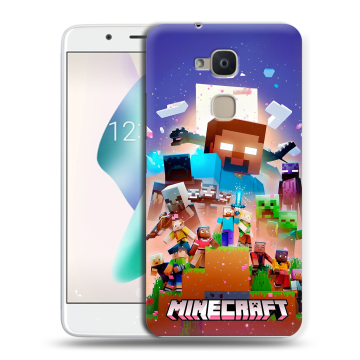 Силиконовый чехол на BQ Aquaris V Plus с принтом Майнкрафт Minecraft