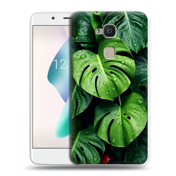 Силиконовый чехол на BQ Aquaris V Plus с принтом Листья