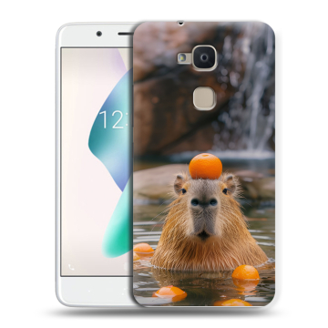 Силиконовый чехол на BQ Aquaris V Plus с принтом Капибара с апельсином