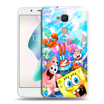 Силиконовый чехол на BQ Aquaris V Plus с принтом спанчбоб спанч боб