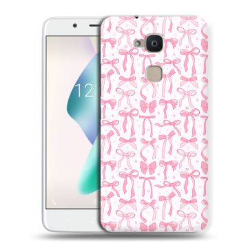 Силиконовый чехол на BQ Aquaris V Plus с принтом Розовые бантики