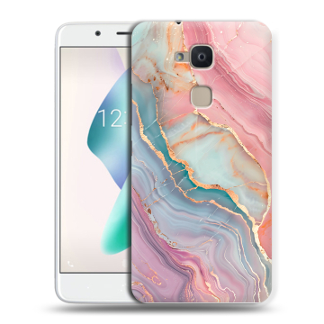 Силиконовый чехол на BQ Aquaris V Plus с принтом розовый мрамор