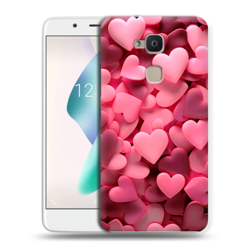 Силиконовый чехол на BQ Aquaris V Plus с принтом розовые сердечки