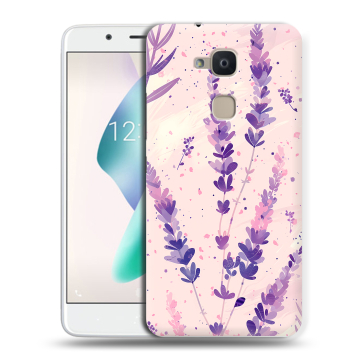 Силиконовый чехол на BQ Aquaris V Plus с принтом цветы лаванда