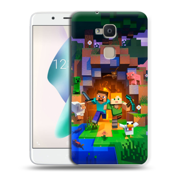 Силиконовый чехол на BQ Aquaris V Plus с принтом Майнкрафт Minecraft